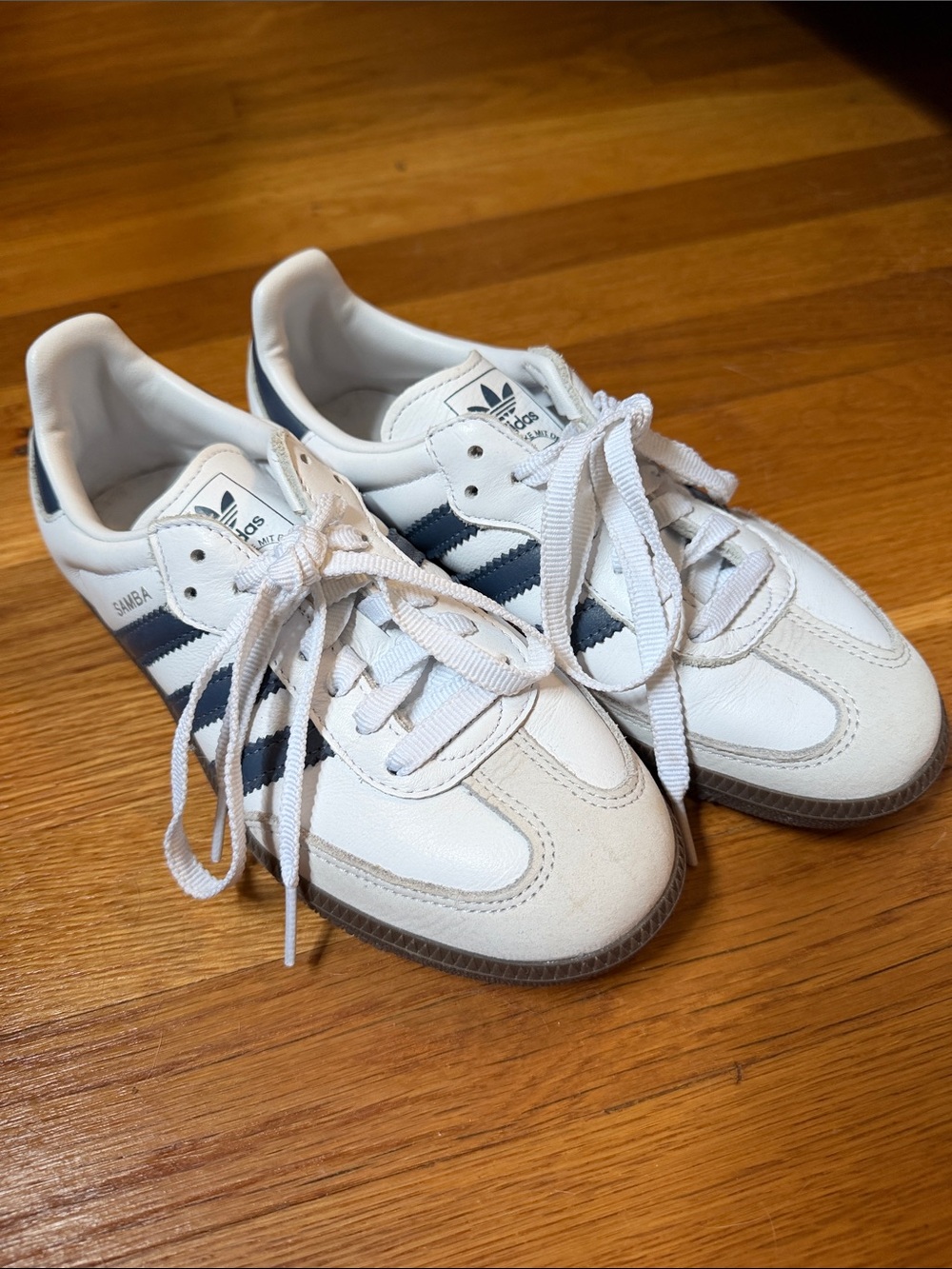 adidas womens Samba Sneakers in White and Navy